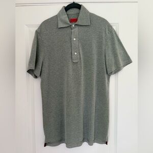 Isaia Green/Gray Polo Shirt Classic Knit Short Sleeve